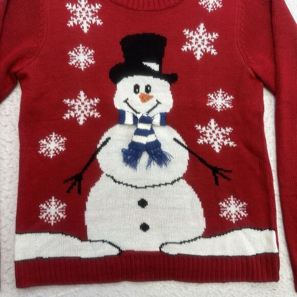 Carolyn Taylor Christmas Sweater XL Red White Snowman Snowflakes Long Sleeve - Picture 3 of 12